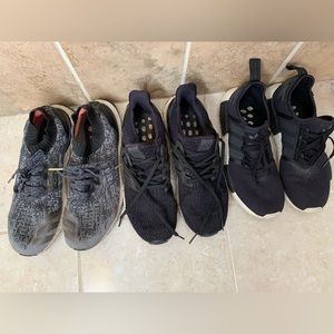 Men’s Adidas 3 pairs. 2 Ultra boost size 11 & 1 men’s Die Weltmarke size 10.